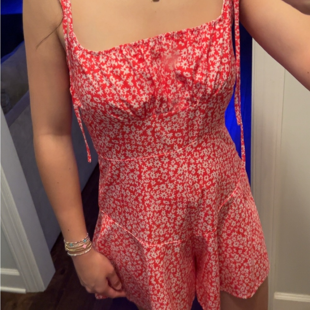 Red Floral Sleeveless Dress